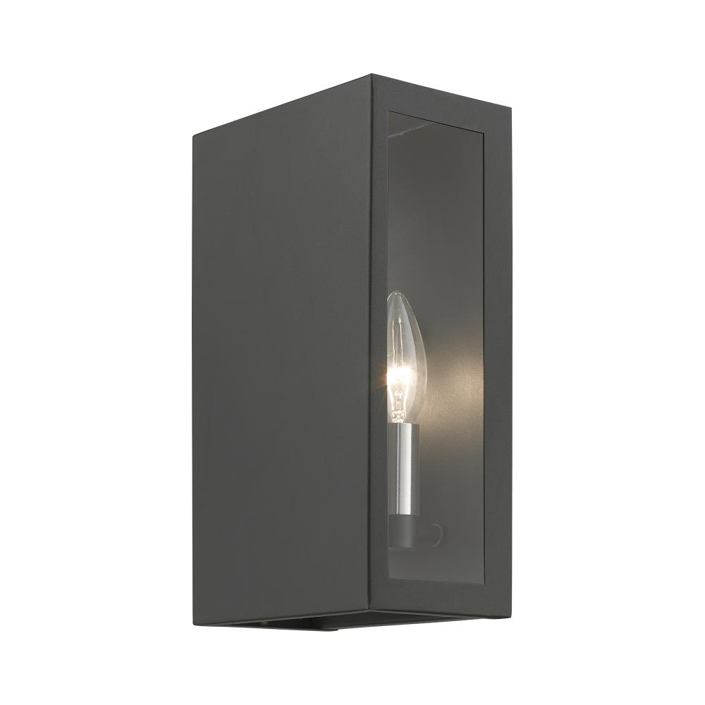 2 Light Textured Black with Brushed Nickel Candles Outdoor ADA Medium Sconce
