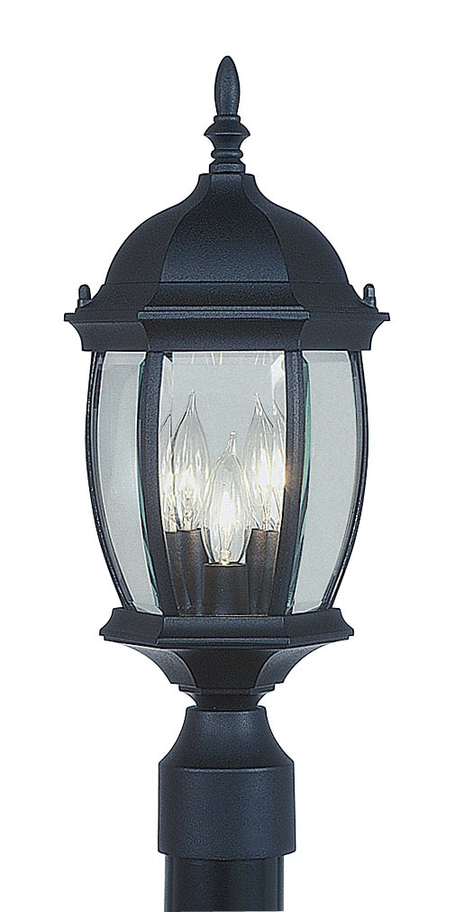 3 Light Black Outdoor Post Lantern