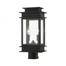 Livex Lighting 2015-04 - 2 Light Black with Polished Chrome Stainless Steel Reflector Outdoor Medium Post Top Lantern