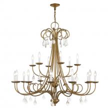 Livex Lighting 40870-48 - 18 Light Antique Gold Leaf Extra Large Chandelier with Clear Crystals