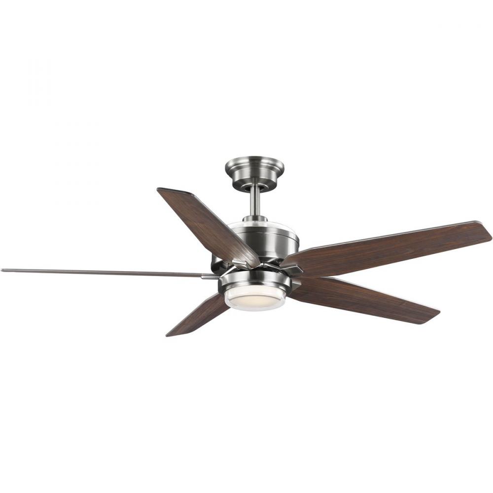 Byars 54" 5-Blade Integrated LED Indoor Brushed Nickel Transitional Ceiling Fan with Light Kit a