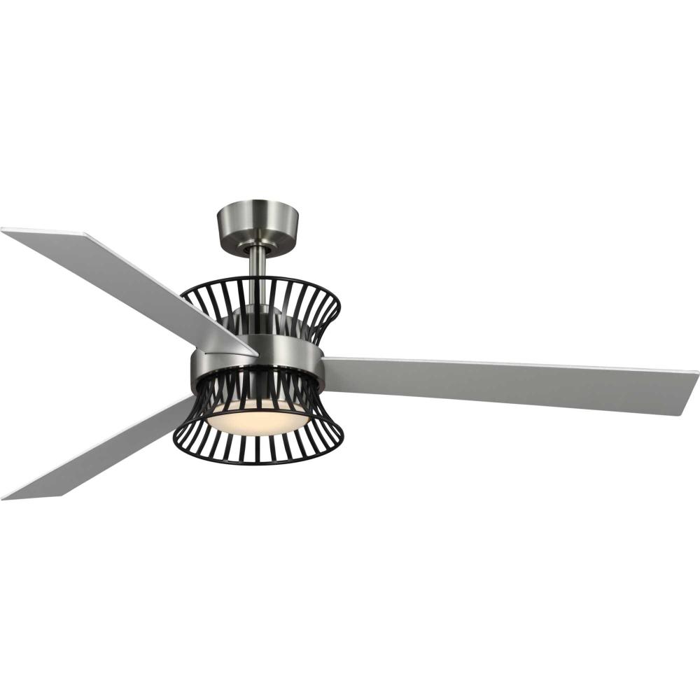 Bisbee Collection 55-in Three-Blade Brushed Nickel Global Ceiling Fan with Matte Black Accent