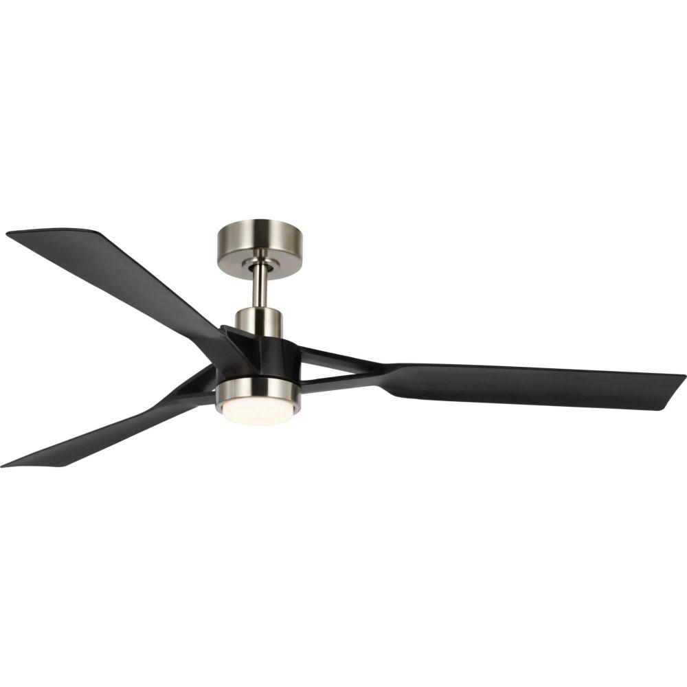 Belen Collection 60-in Three-Blade Brushed Nickel Modern Ceiling Fan with Matte Black Blades