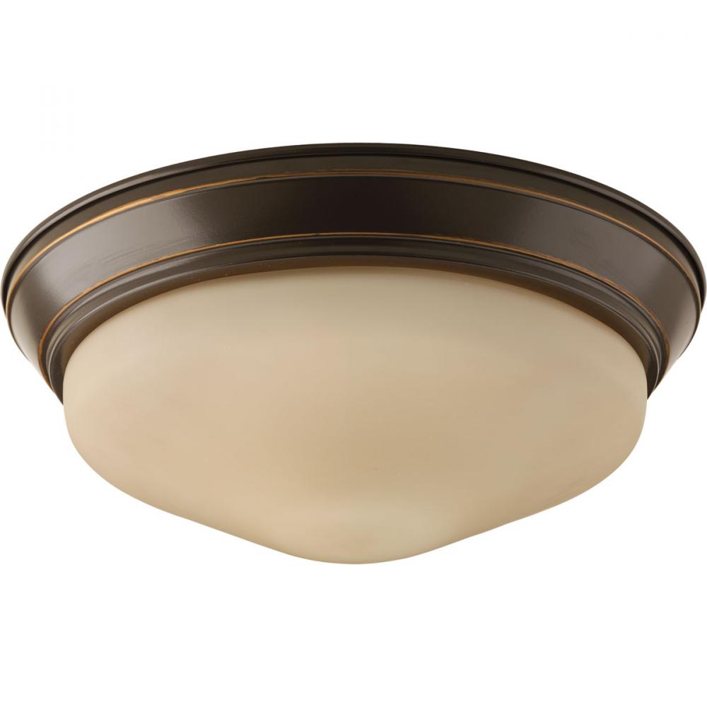 One Light Antique Bronze Frosted Glass Bowl Flush Mount