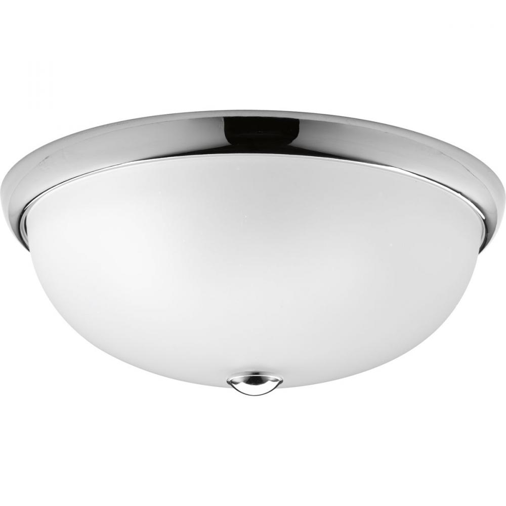 Three Light Polished Chrome Etched Glass Bowl Flush Mount