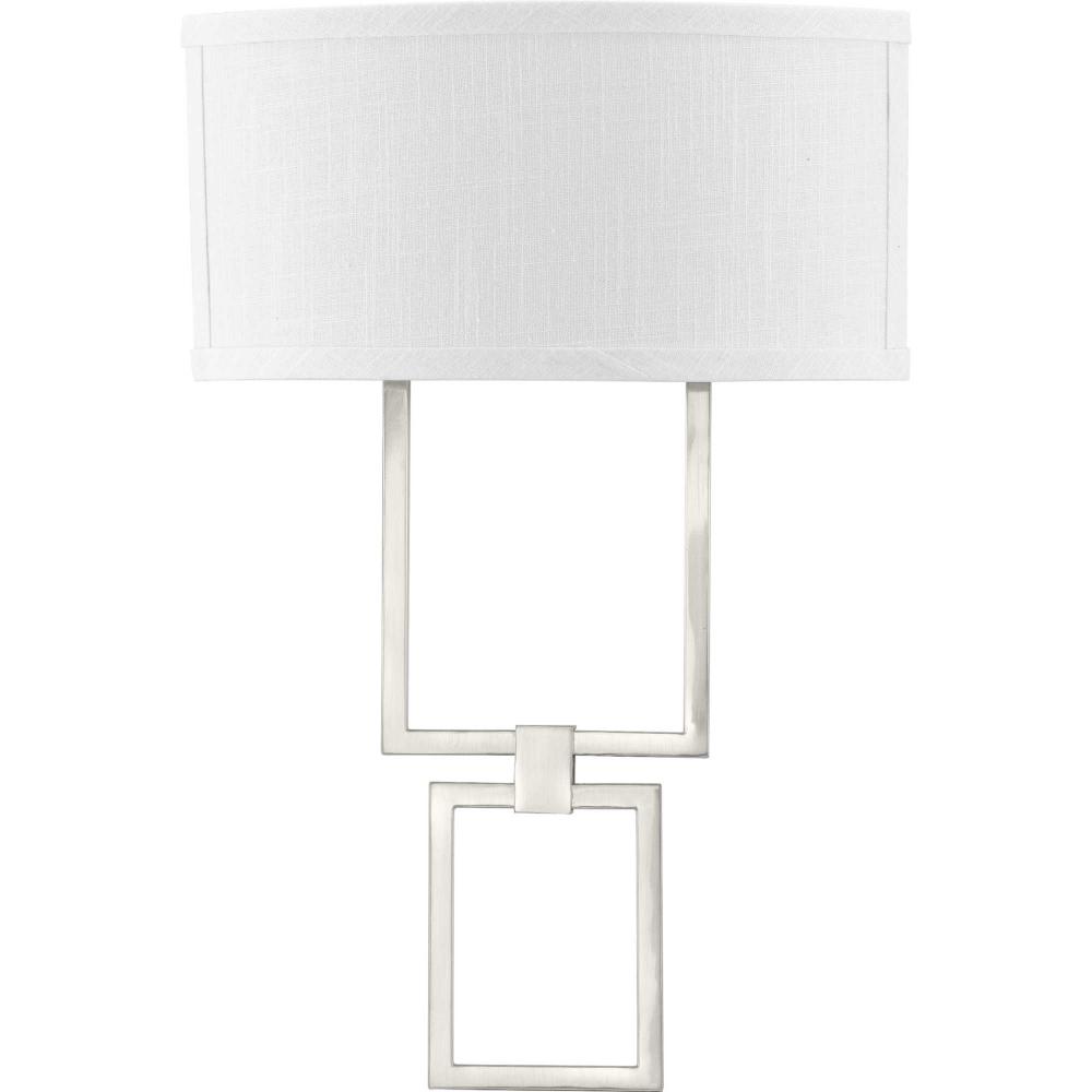 LED Shaded Sconce Collection Brushed Nickel One-Light Square Wall Sconce