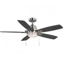 Progress P250095-009-WB - Freestone Collection 52 in. Five-Blade Brushed Nickel Transitional Ceiling Fan with LED lamped Light