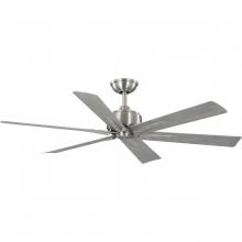 Progress P250100-009 - Brazas Collection 56 in. Six-Blade Brushed Nickel Transitional Ceiling Fan