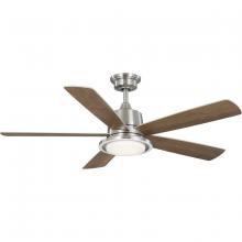 Progress P250102-009-CS - Tarsus Collection 52 in. Five Blade Brushed Nickel Modern Ceiling Fan with Integrated CCT-LED Light
