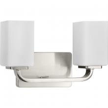 Progress P300369-009 - Cowan Collection Two-Light Modern Brushed Nickel Etched Opal Glass Bath Vanity Light