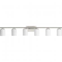 Progress P300385-009 - Replay Collection Six-Light Traditional Brushed Nickel Etched White Glass Bath Vanity Light