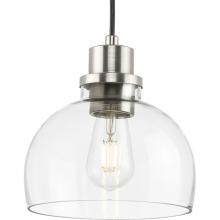 Progress P500405-009 - Garris Collection One-Light Brushed Nickel Clear Glass Transitional Mini-Pendant