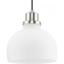 Progress P500406-009 - Garris Collection One-Light Brushed Nickel Etched Opal Glass Transitional Mini-Pendant