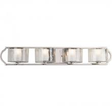 Progress P3078-104WB - Caress Collection Four-Light Polished Nickel Clear Water Glass Luxe Bath Vanity Light
