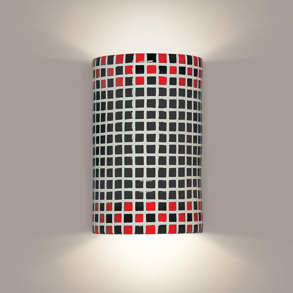 Checkers Wall Sconce Red and Black with LED bulb included