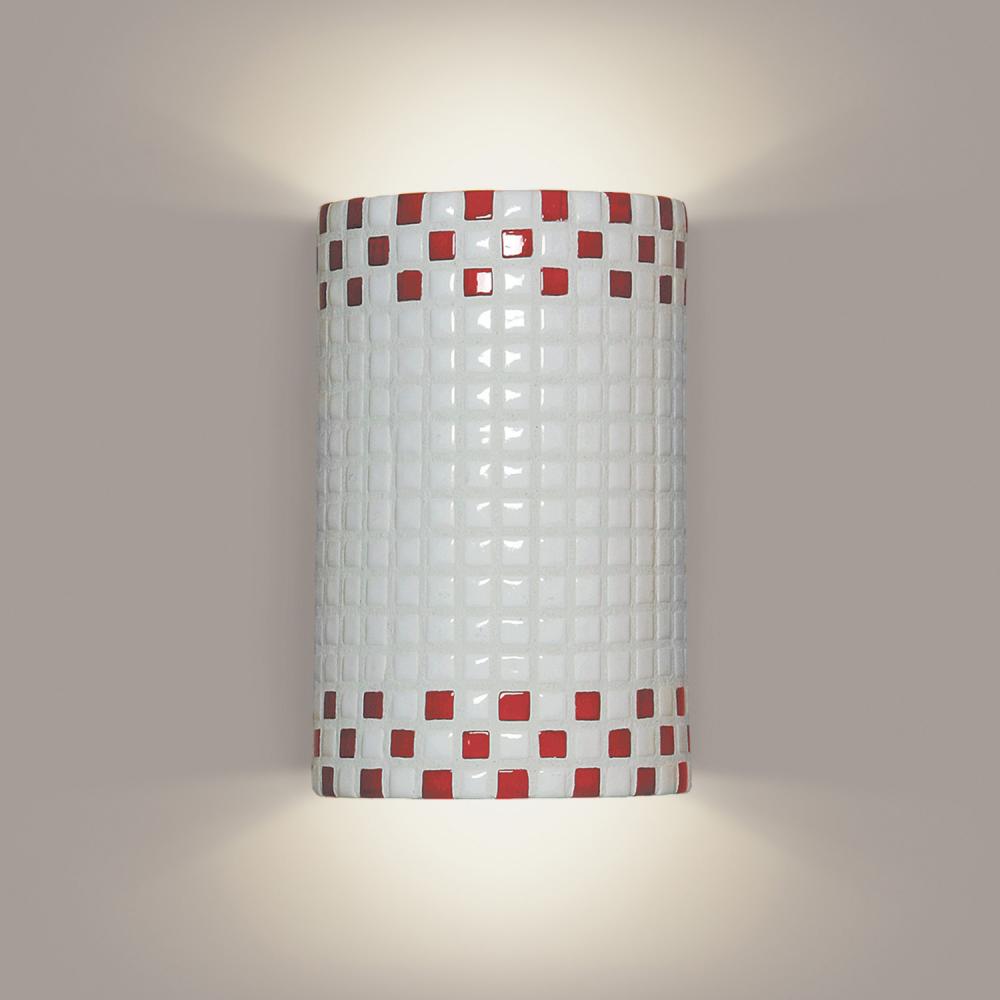 Checkers Wall Sconce Red and White with LED bulb included