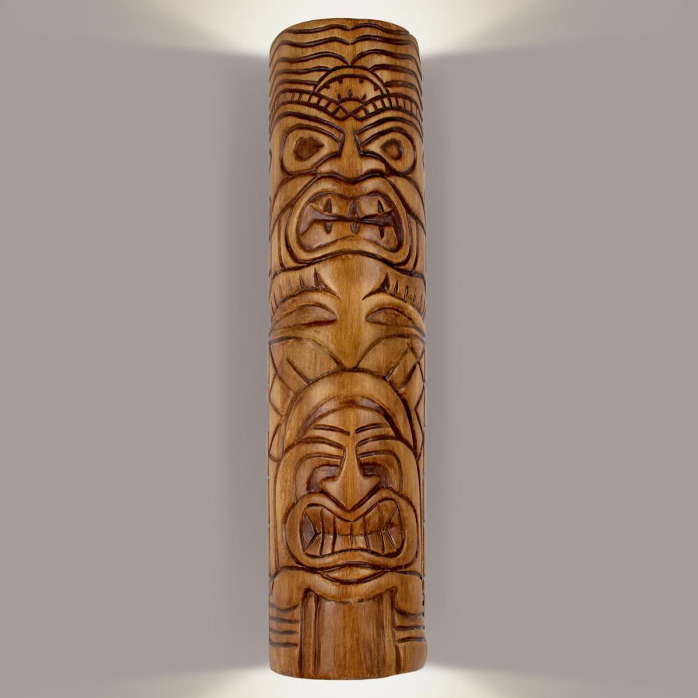 Tiki Totem Wall Sconce Amber Palm with LED bulbs included