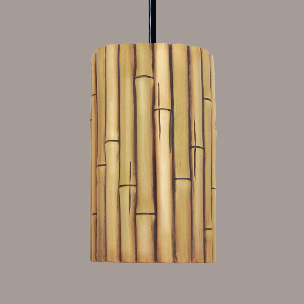 Bamboo Pendant Natural (White Cord & Canopy)