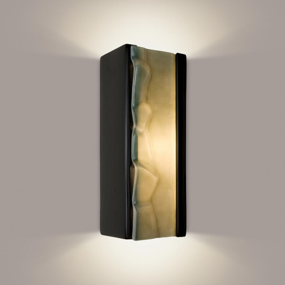 River Rock Wall Sconce Black Gloss and Seaweed