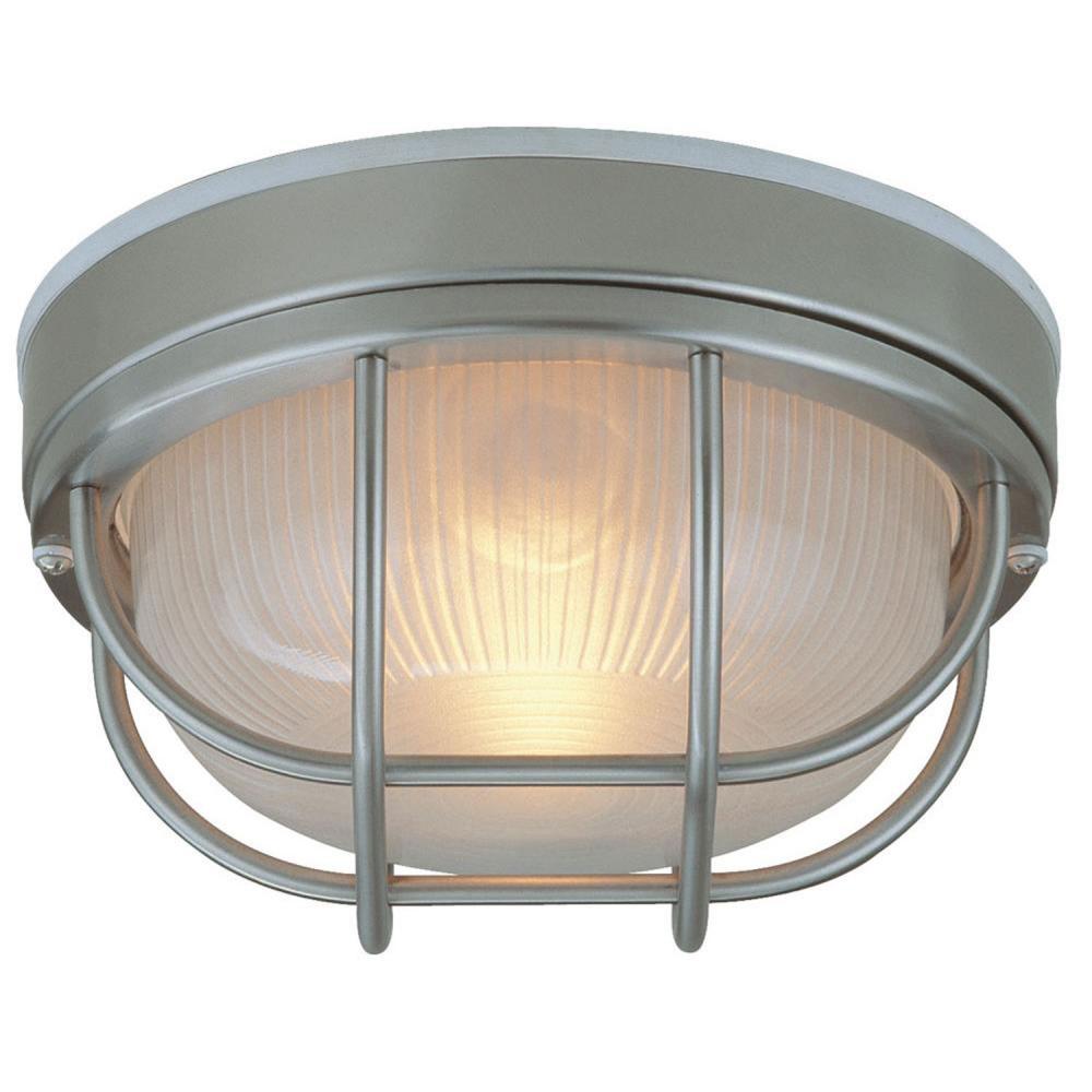 Round Bulkhead 1 Light Large Flush/Wall Mount in Stainless Steel