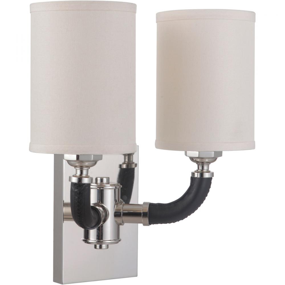 Huxley 2 Light Wall Sconce in Polished Nickel