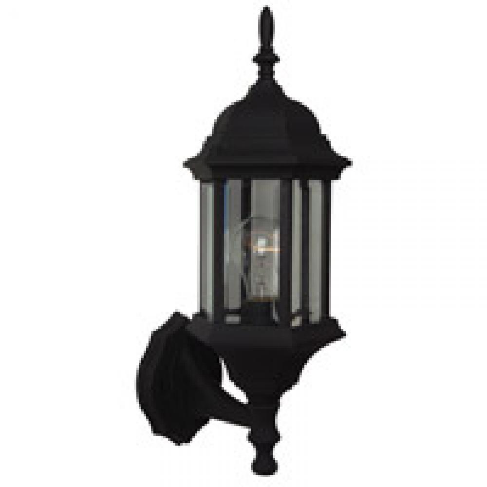 Hex Style Cast 1 Light Small Outdoor Wall Lantern in Textured Black