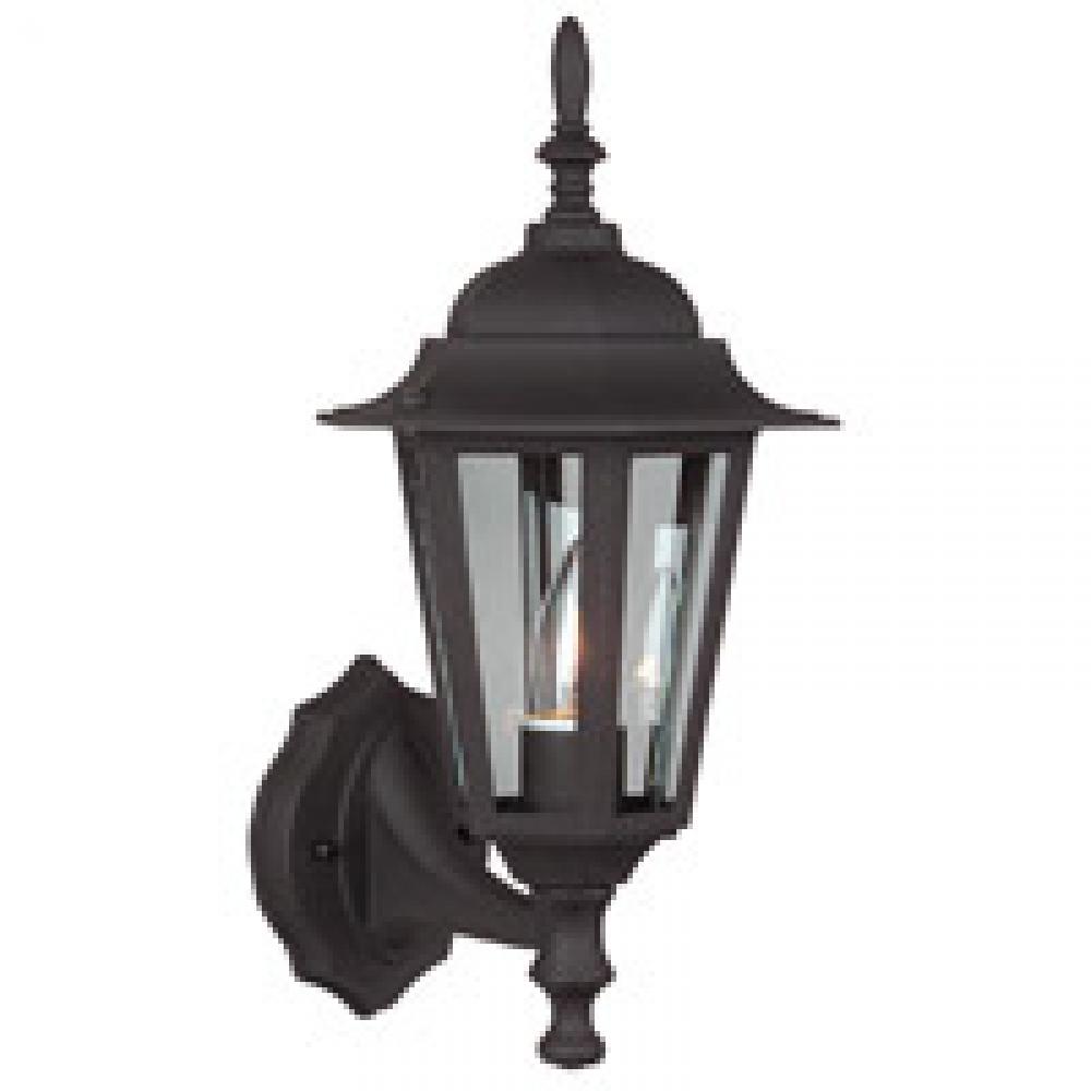 Straight Glass Cast 1 Light Small Outdoor Wall Lantern in Textured Black
