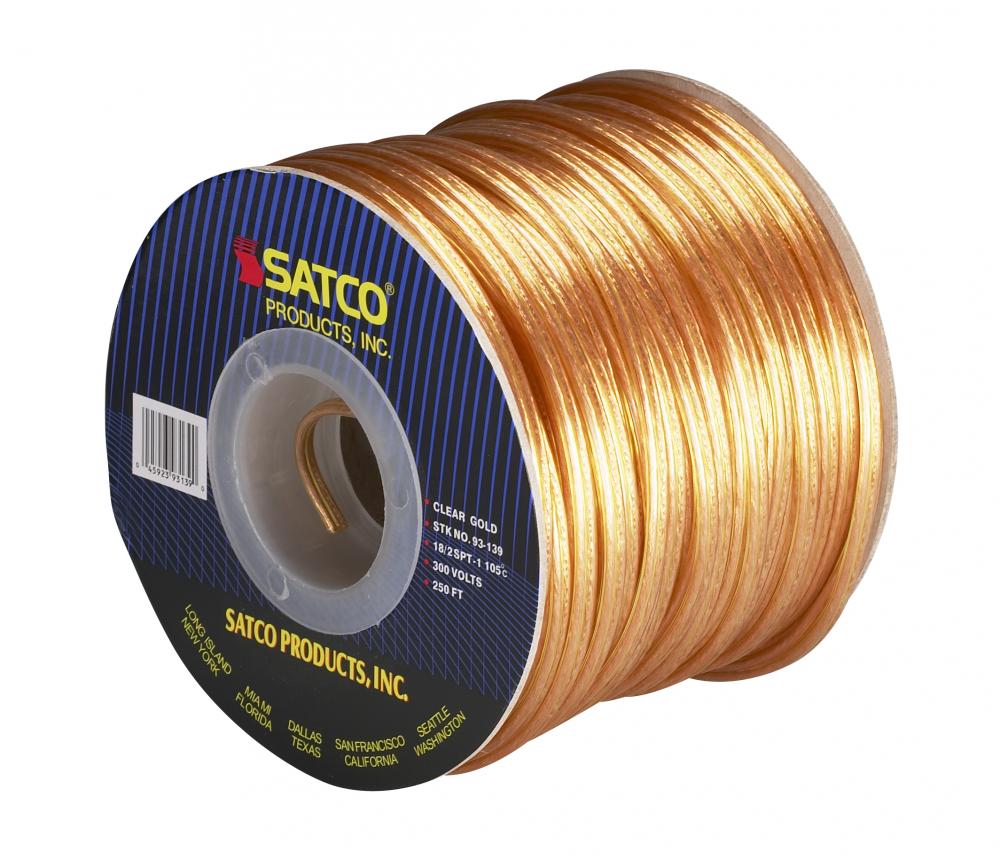Lamp And Lighting Bulk Wire; 18/2 SPT-1 105C; 250 Foot/Spool; Clear Gold