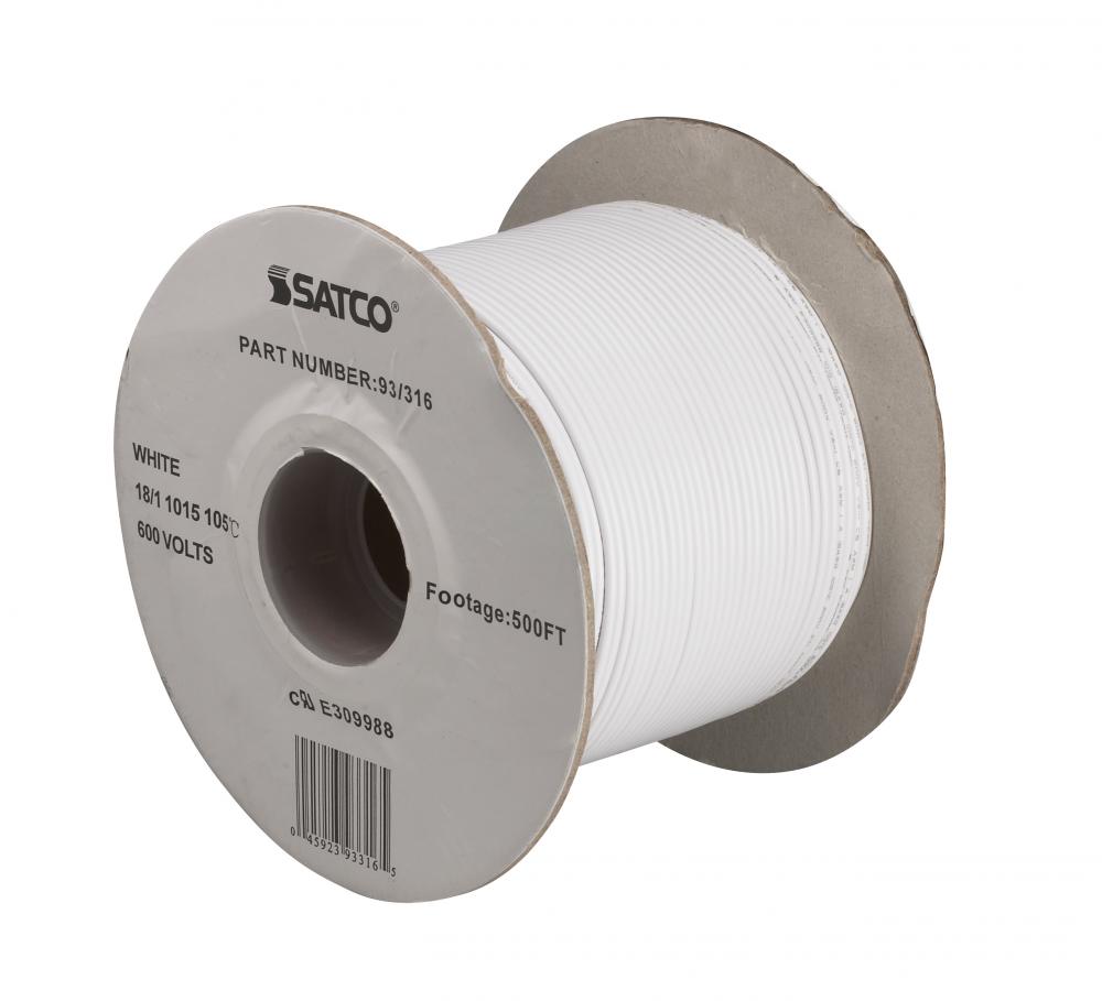 Lighting Bulk Wire; 18/1 Stranded AWM 105C UL 1015; 500 Foot/Spool; White