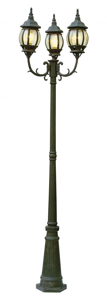 Parkway 91.5-In. 3-Light, 3-Lantern Heads Complete Outdoor Pole Light Set