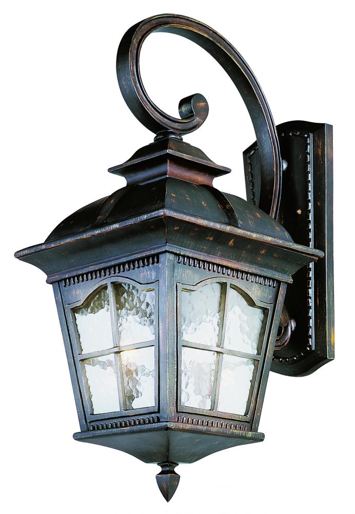 Briarwood 4-Light Rustic, Chesapeake Embellished, Armed Water Glass and Metal Wall Lantern