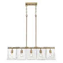 Golden 6072-LP MBS-HWG - Serenity Linear Pendant in Modern Brass with Hammered Water Glass Shade