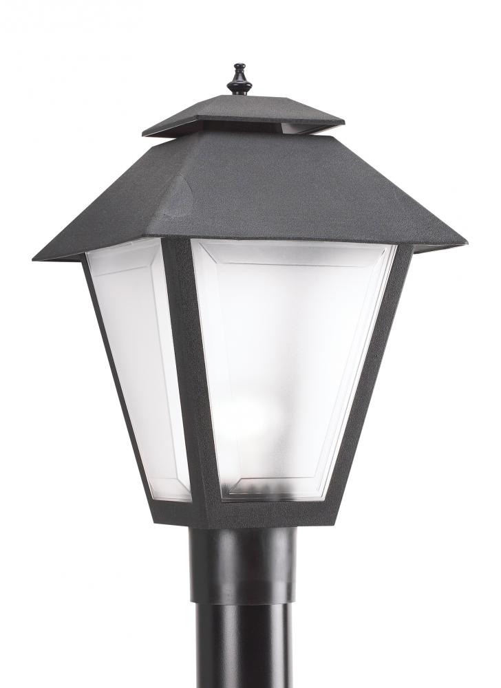 Polycarbonate Outdoor traditional 1-light outdoor exterior large post lantern in black finish with f