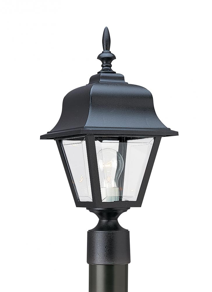Polycarbonate Outdoor traditional 1-light outdoor exterior medium post lantern in black finish with