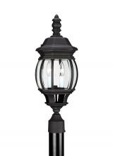 Generation Lighting 82200-12 - Wynfield traditional 2-light outdoor exterior post lantern in black finish with clear beveled glass