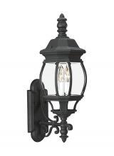 Generation Lighting 88201-12 - Wynfield traditional 2-light outdoor exterior wall lantern sconce in black finish with clear beveled