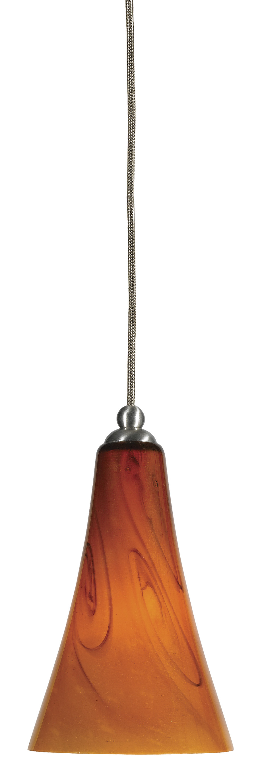 5.9" Tall Glass Pendant With Brushed Steel Cord