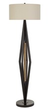 CAL Lighting BO-2867FL - Terrassa Metal Floor Lamp With Wood Accent And Hardback Linen Shade