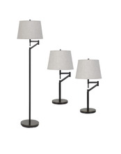 CAL Lighting BO-2874-3-DB - 3 Pcs Package, 2 X Swing Arm Table Lamp And 1X Swing Arm Floor Lamp All in One Box