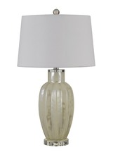 CAL Lighting BO-2880TB-2 - Rovigo Glass Table Lamp With Hardback Fabric Shade (Sold And Priced As Pairs)