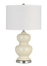 CAL Lighting BO-2884TB-2-WHT - Bergamo Ceramic Table Lamp With Hardback White Fabric Shade (Sold And Priced As Pairs)
