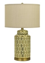 CAL Lighting BO-2885TB-2 - Barletta Ceramic Table Lamp With Hardback Fabric Shade (Sold And Priced As Pairs)