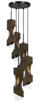 CAL Lighting FX-3669-5 - 60W X 5 Zamora 5 Light Wood Pendant With Clear Glass Shade (Edison Bulbs Not included)