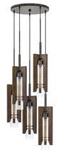CAL Lighting FX-3690-5 - 60W X 3 Almeria Wood/Glass 4 Light Pendant Fixture (Edison Bulbs Not included)
