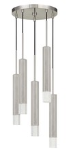 CAL Lighting FX-3723-5P-BS - Troy integrated LED Dimmable Hexagon Aluminum Casted 5 Lights Pendant With Glass Diffuser