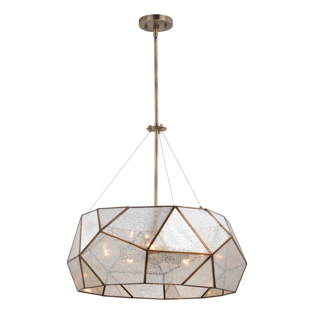 Euclid 24 in.W 5 Light Pendant Aged Brass
