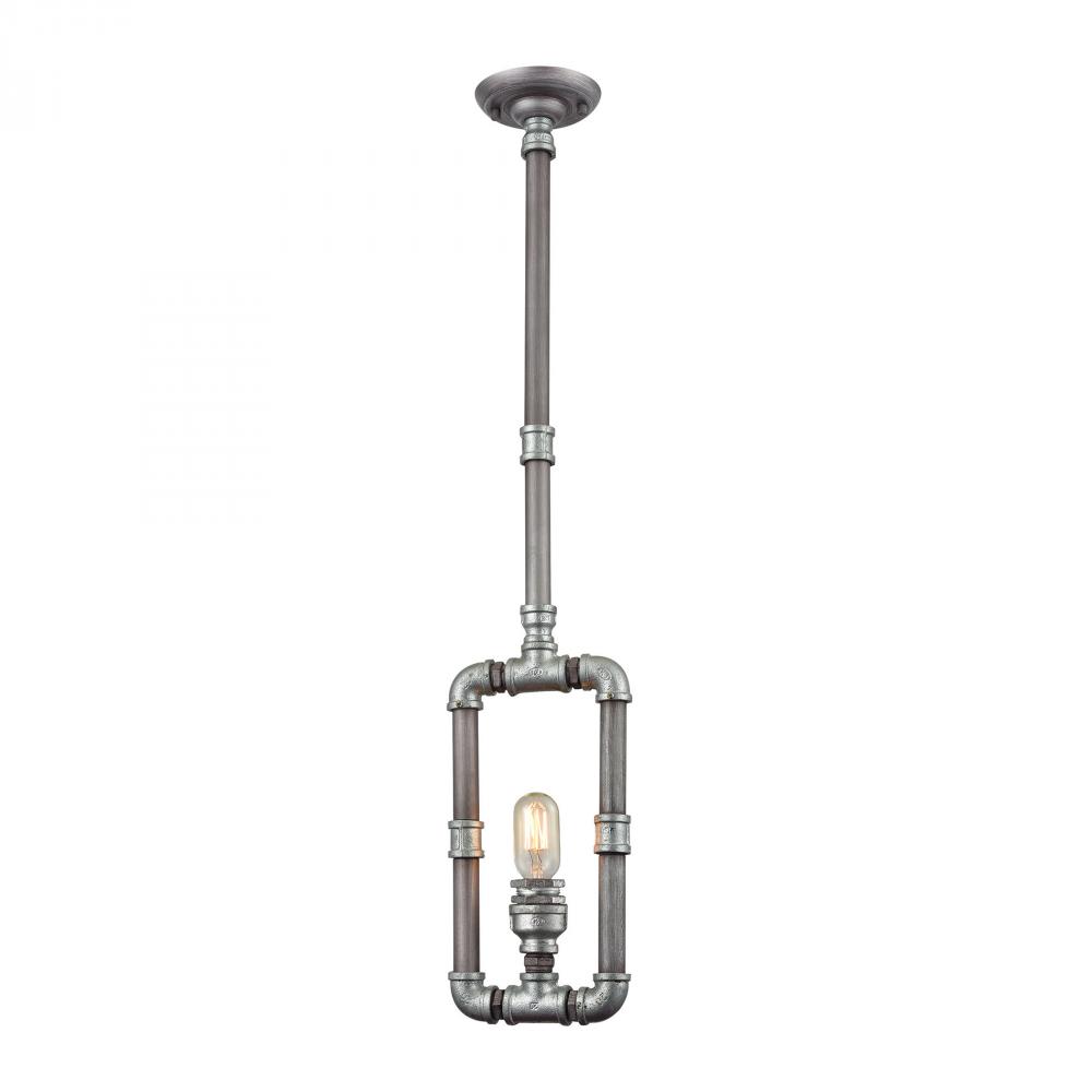Cast Iron Pipe 1 Light Pendant In Weathered Zinc