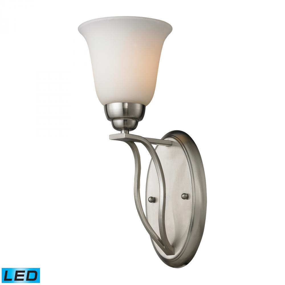 Malaga 1 Light Sconce in Brushed Nickel - LED Offering Up To 800 Lumens (60 Watt Equivalent) with Fu