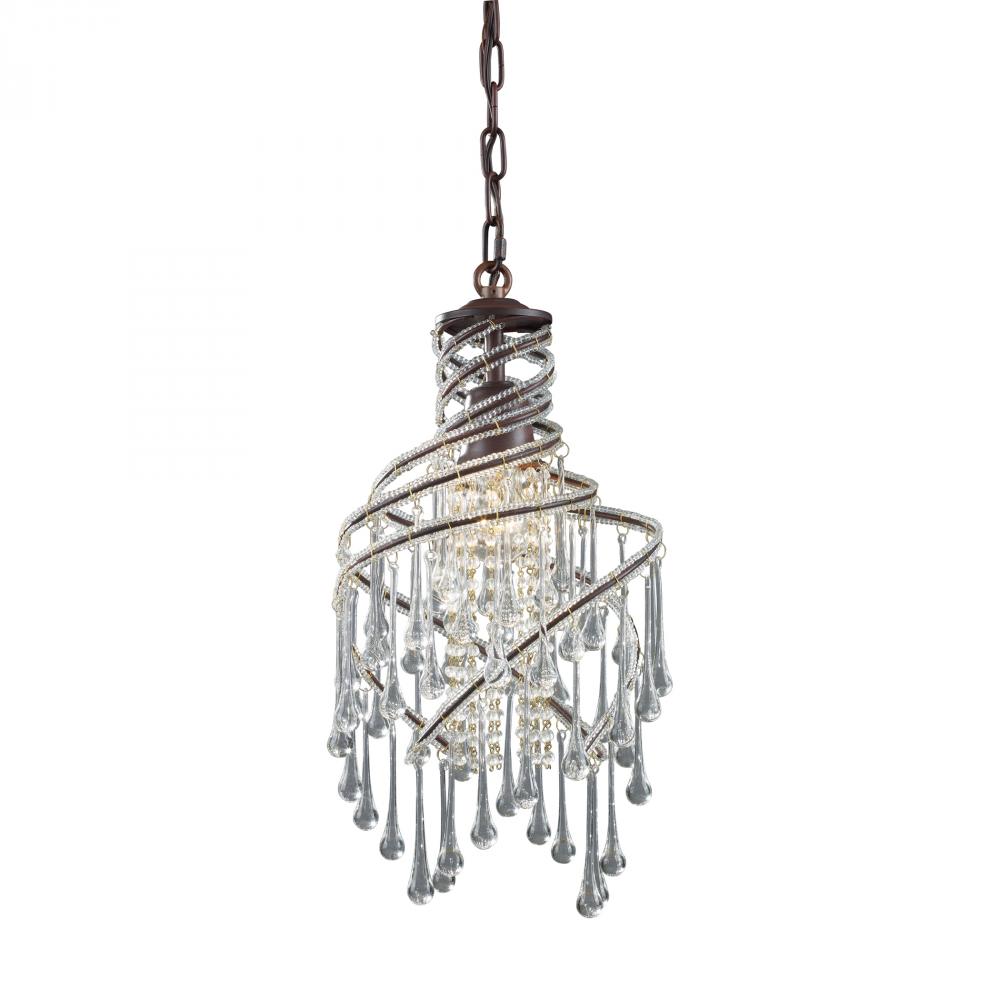 Elise 1 Light Pendant In Rust With Crystal Accen