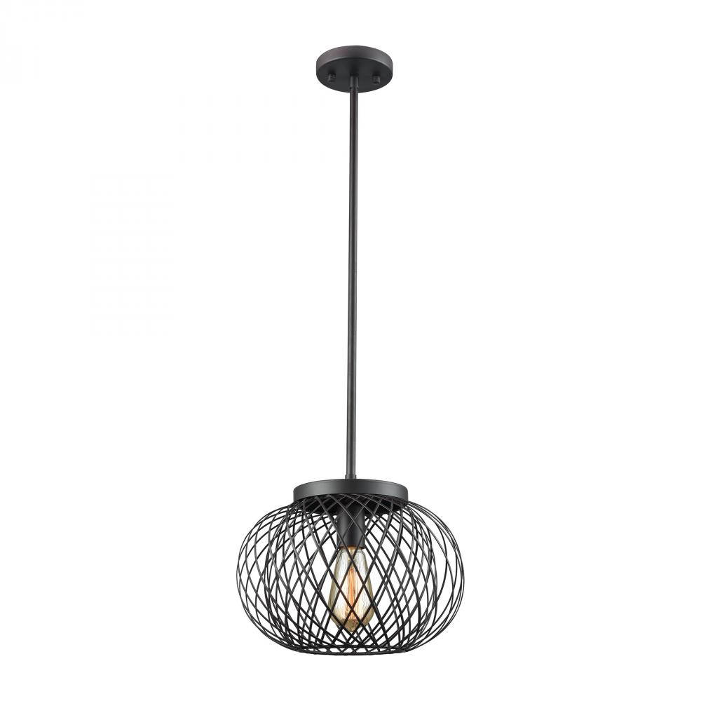 Yardley 1-Light Mini Pendant in Oil Rubbed Bronze with Wire Cage